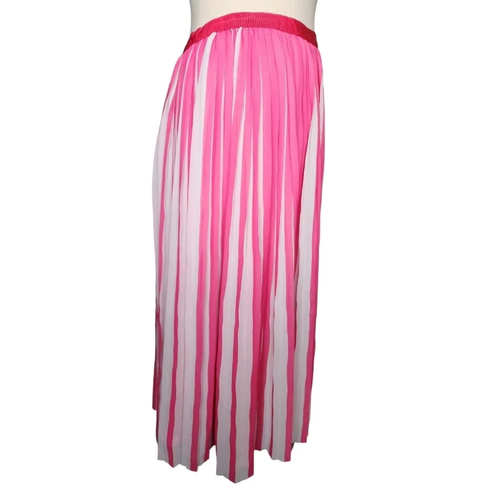 J. Crew Pink & White Pleated Skirt Peekabo Stripe Size 8 With Back Zip *READ* - Picture 5 of 16